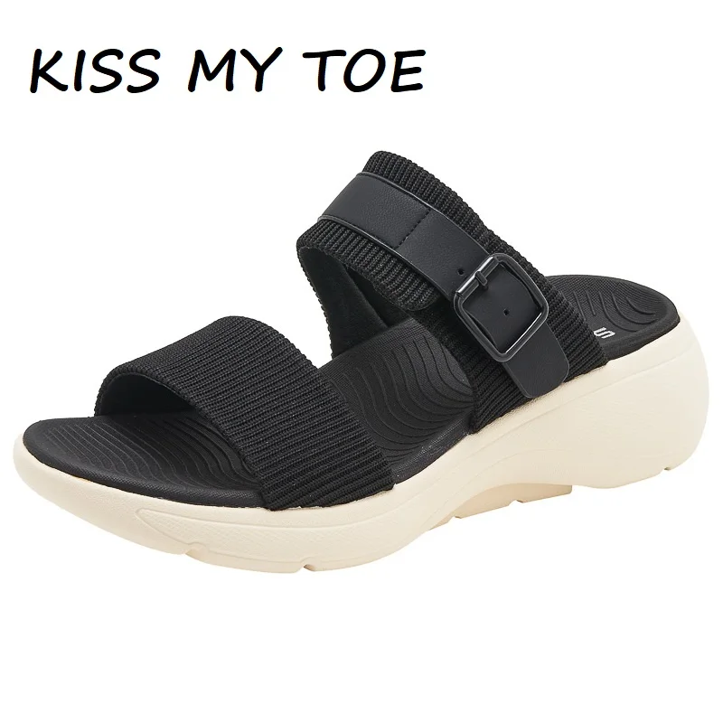 

Women's Sandals Summer 2024 Casual Non-Slip Soft Canvas Comfort MD Platform Wedge High Heels Open Toe Beach Elegant Shoes Woman