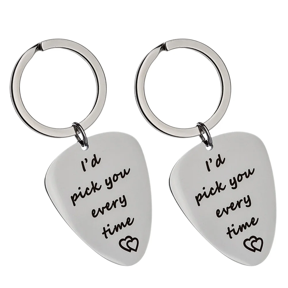 

1 Set 2 Valentines Day Key Chains Creative Guitar Pick Keyings Key Chain Gifts