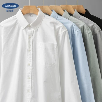 DUKEEN Camicia Oxford da uomo Primavera e autunno Camicie formali bianche nere in puro cotone Camicie da uomo coreane casual di base a maniche lunghe 1