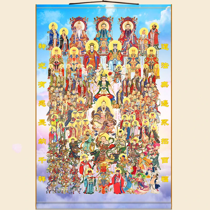 

high definition Religious immortals scroll hanging paintings, Feng Shui hanging paintings, auspicious hanging paintings