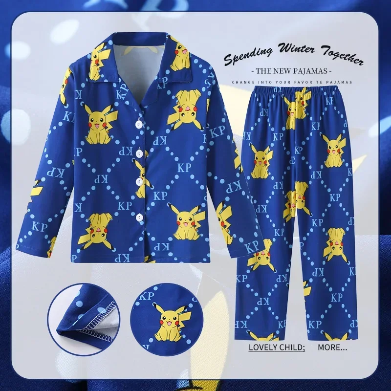 thumbnail image 1 of Pijamas de Pokemon Pikachu de Anime nuevo para niños, modelos de primavera y otoño, cárdigan de manga larga, ropa de descanso, traje, regalos para niños y niñas, 2023, 1 of 4