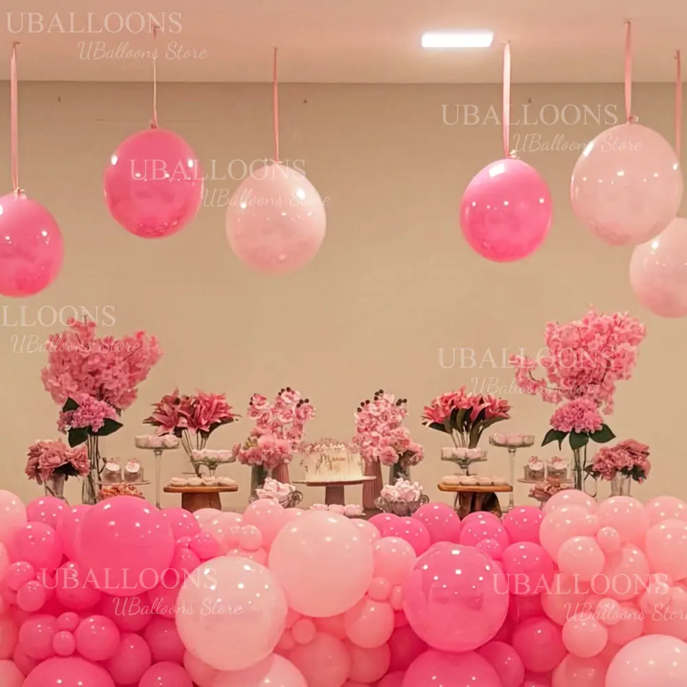 Elegant Pastel Pink Balloon Set with Satin Ribbon - Pack of 10 for Celebrations and Decor