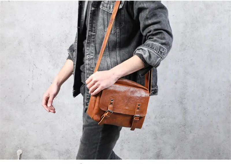 PNDME Outdoor Casual Natürliche Echte Leder männer Umhängetasche Mode Täglichen Luxus Erste Schicht Rindsleder Designer Schulter Tasche – Detail 5