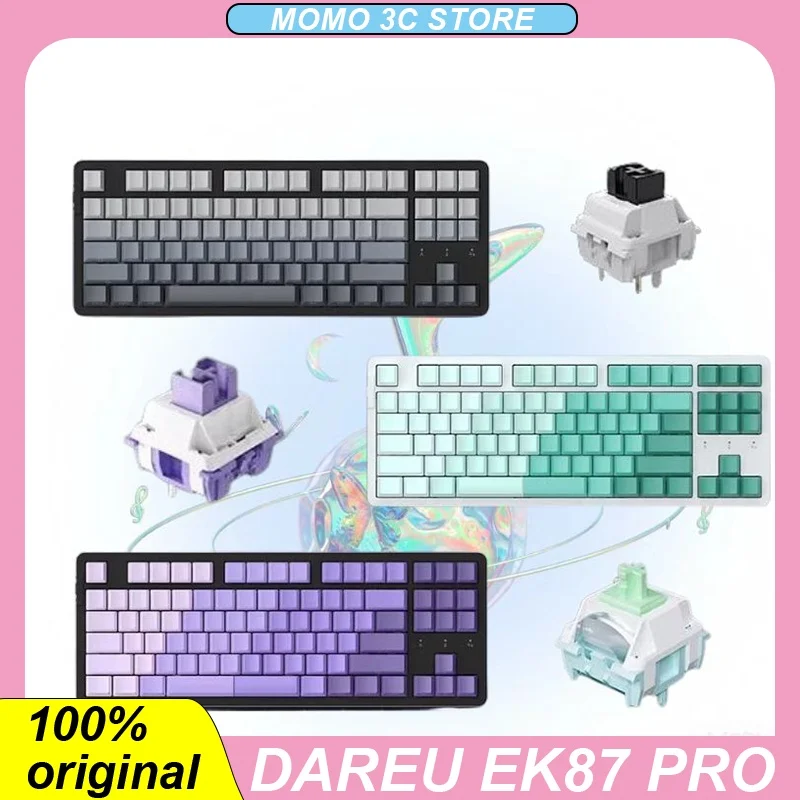 Dareu EK87 프로 맞춤형 기계식 키보드, 트라이 모드 2.4G 무선 키보드, PBT 풀 키, RGB 핫 스왑, E-스포츠 게이머 선물