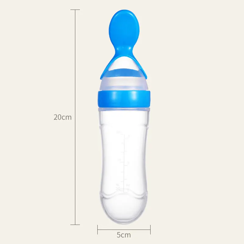 Baby Silicone Squeeze Bottle Spoon Convenient to Use with Standing Base for Infant Dispensing and Feeding silicone feeding spoon silicone cutlery set learning spoons baby cutlery