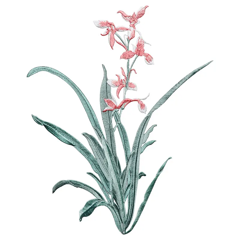 19x24,5 cm Orchidee Blumen Patch Eisen auf Applikation Blumen Patch für Kleidung Stoff Eisen zu kleben DIY Mantel Jeans Accessoires