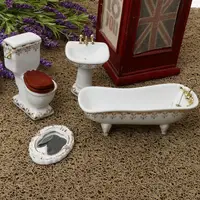 1/12 Dollhouse Miniature Bathroom Toys Set Furniture Toilet Bathtub Basin #1 1