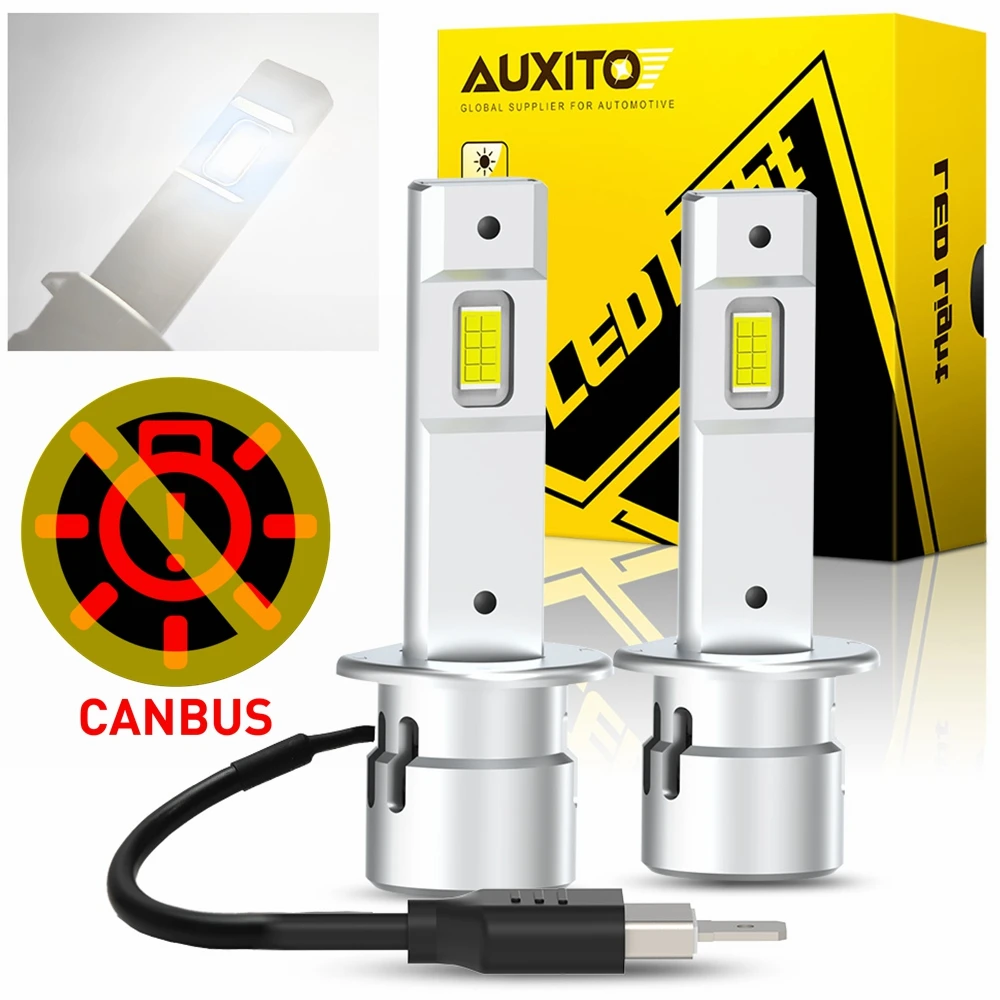 AUXITO 2Pcs 20000LM H1 Turbo LED Canbus Headlight Bulb High Power with Fan H1 Bulbs Lamp for Car 6500K White Super Bright 12V
