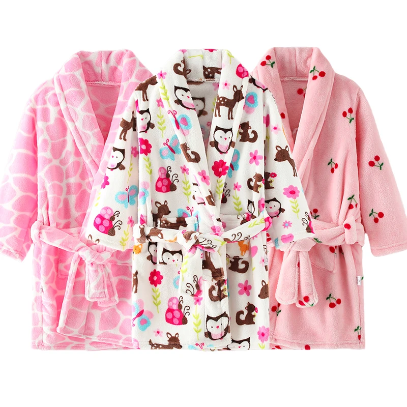 Children Flannel Pajamas Robe Autumn and Winter Kids Sleepwear Children Nightgown Soft Pajamas for Girl Boys Bathrobe 4-16 Years flannel pajamas child bathrobe