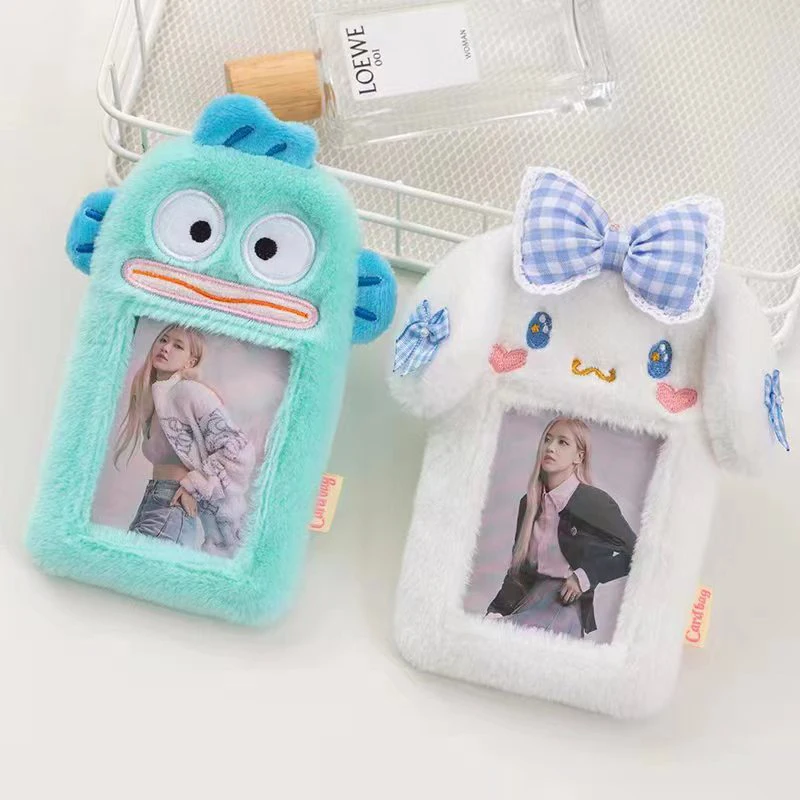 Cute Cartoon Characters Plush Album Card Holder Bus Card Bank ID Card Protective Display Sleeves Students Bag Pendant Gift