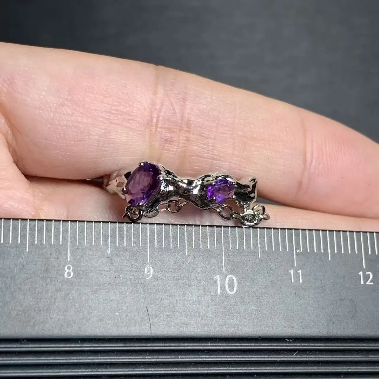 Natural Amethyst Ring Stone Female Handmade Rings Jewelry for Women Gift Purple