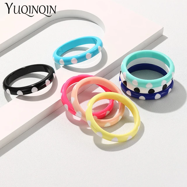 GuanLong Trendy Vintage Colorful Resin Bangles For Women Geometric Round  Cute Bracelets Charm Retro Simple Elegant Hand Jewelry - AliExpress