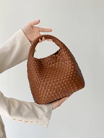 Sac seau tissé à la main pour femme, sac à main de créateur, PU, petite taille, haute qualité, luxe, tout neuf, produit, 2024 2