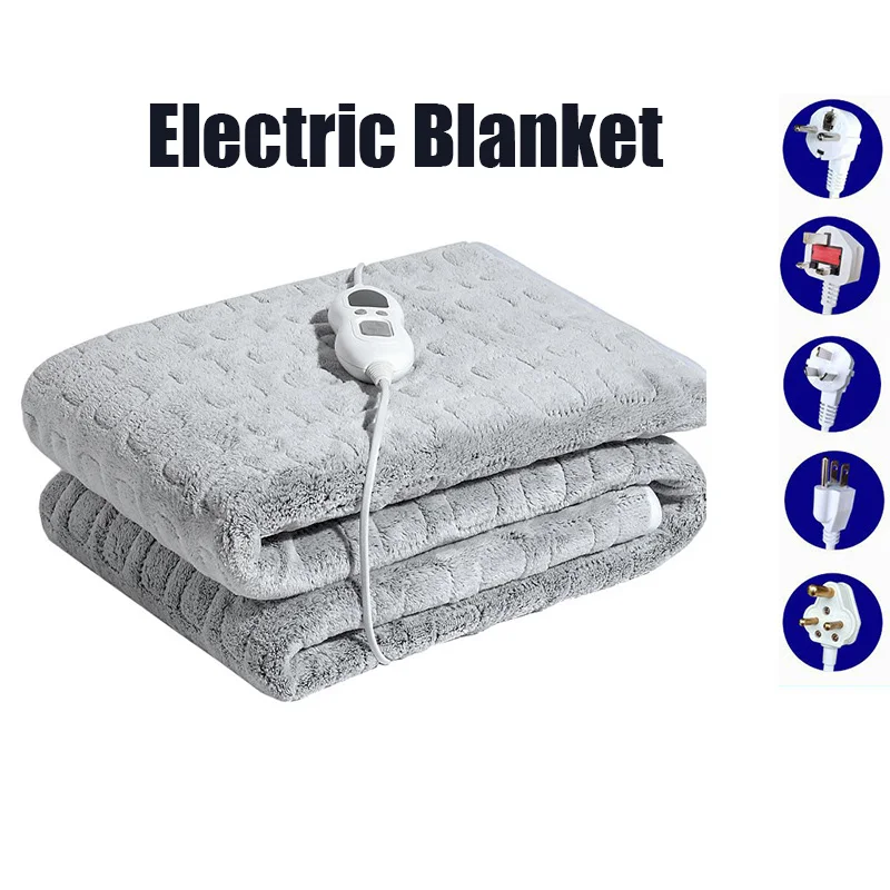 

Electric Blanket Flannel Quick Heating Blanket Blanket 6 Layer Timer Overheat Protection Washable Full Body Warming Home Office