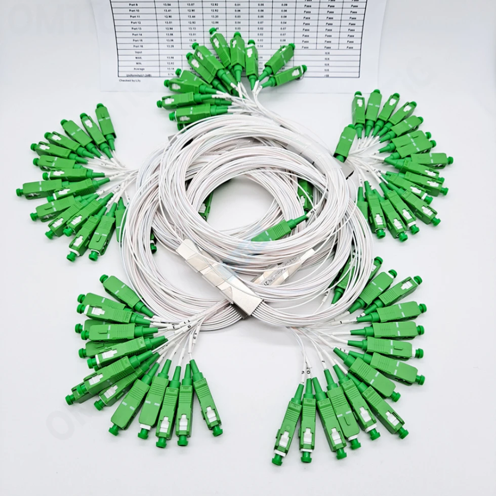 10/30pcs/lot Original 1X2 1X4 1X8 1X16 1X32 PLC Spliter SC/APC SM G657A1 0.9mm PVC 1m FTTH Fiber Optic Splitter
