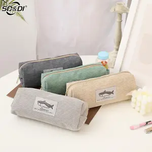 1PC Shark Pencil Case Corduroy Pen Case Kawaii Stationery Large Capacity Pencilcase School Supplies Pencil Pouch