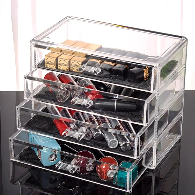 Transparent Multilayer Drawer Cosmetic Storage Box Acrylic Desktop Creative Jewelry Lipstick Nail Polish Storage Makeup Box