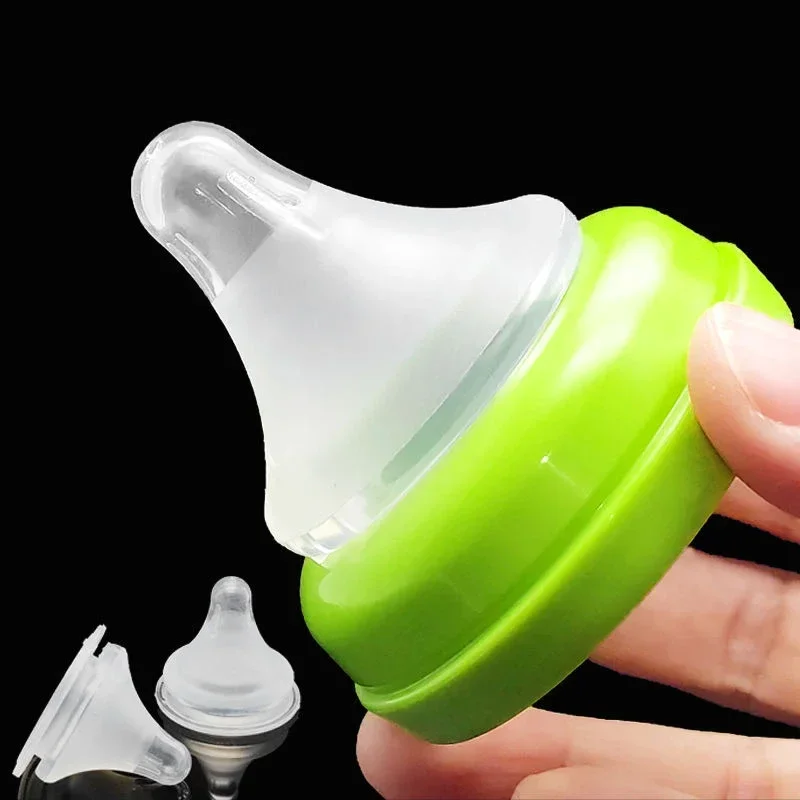 Silicone Pacifier Silicone Teether Pacifier Holder Silicone Baby Feeding Bottle Silicone Gel Feeding Bottle Pacifier Wide Mouth Puting Baby Soft Teat Nipple Infant Kids Teether Care Feeding Bottle Replacement
