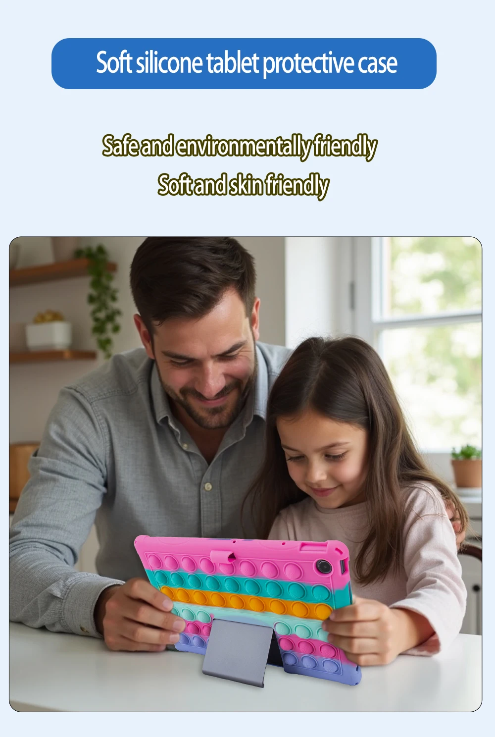 Child-Friendly Silicone Tablet Case with Shoulder Strap - Durable & Safe Protection