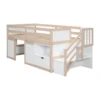 SOLID WOOD TWIN SIZE LOW LOFT BED WITH STAIR, DRAWER, AND SHELF FOR CREAM + WHITE COLOR 6