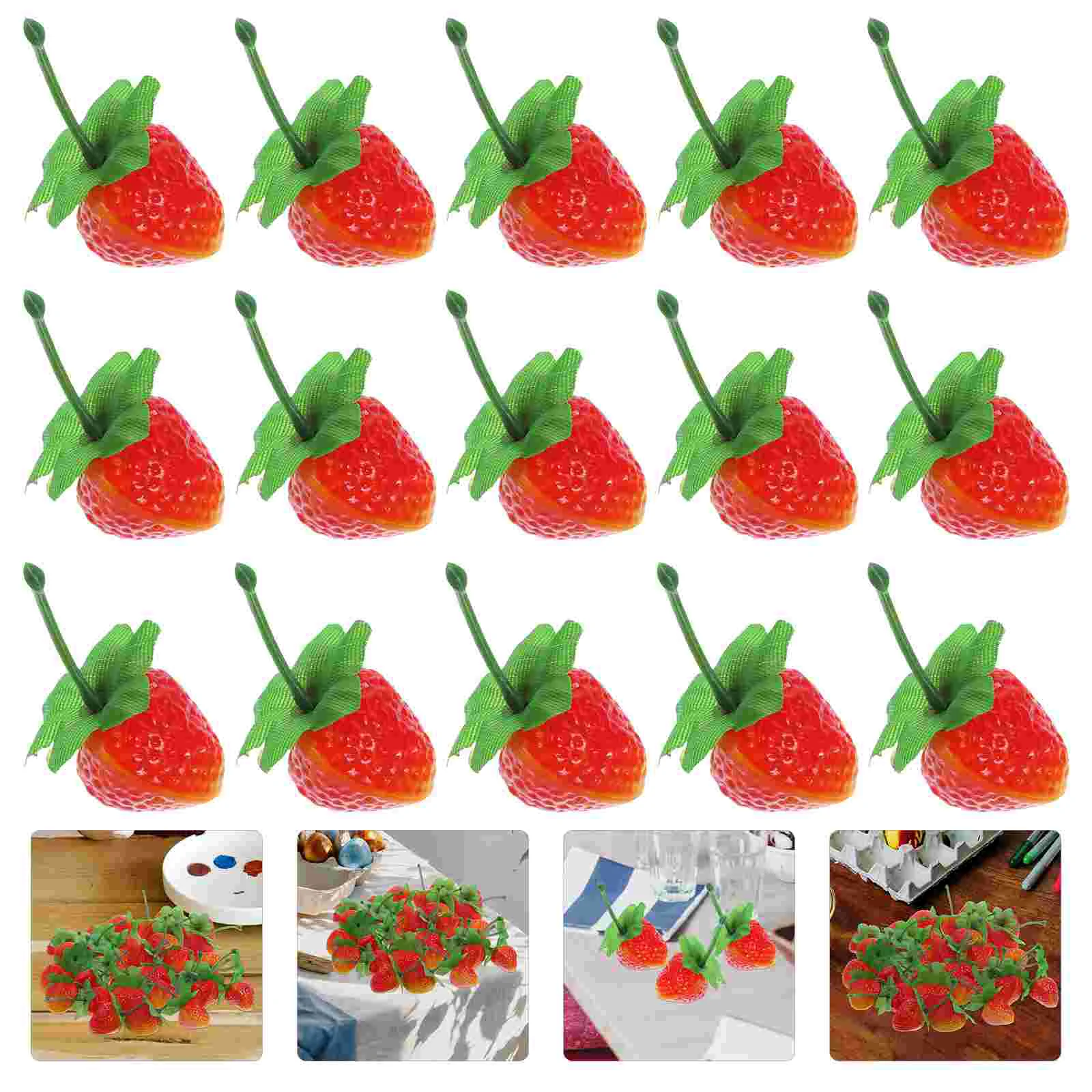 

30 Pcs Simulated Strawberry Model Toy Decor Decorations Artificial Fruit Fake Strawberries Kitchen Birthday Plastic Red Child