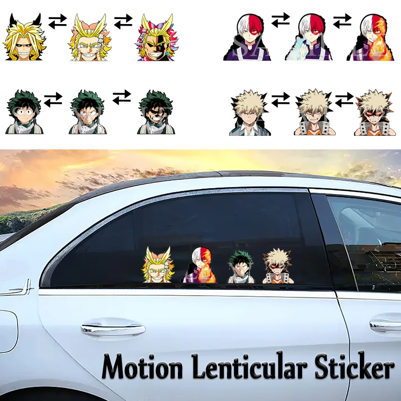 

My Hero Academia Lenticular Sticker Anime Motion Stickers Waterproof Decals for Car,Laptop,Suitcase,Refrigerator,Etc. Gift Toy