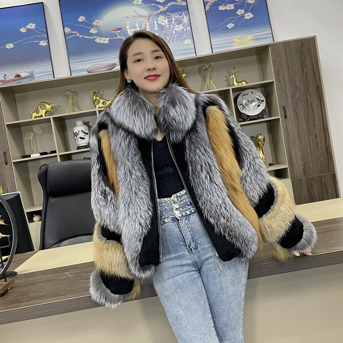 

New 2023 famous design Luxury ladies Real Fur Outwear classic plush Natural Fox Fur Coats