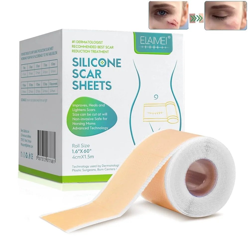 4cmx150cm Silicone Scar Sheet Painless Scar Repair Tape Roll Effective Scar Removal Strip for C-Section Keloid Surgery Burn Acne