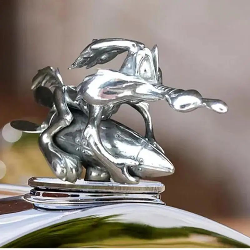 Car Hood Ornament Cartoon Coyote Rocket Gunner Auto Hood Decoration Resin Decoration Accessories For Most Types Cars car hood stickers
