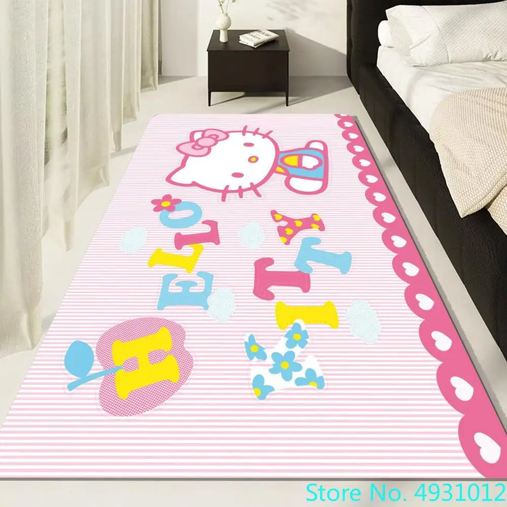 

Мультяшный коврик Hello Kitty Kawaii Kuromi с аниме, ковер, ковер для гостиной, спальни, прикроватный мягкий удобный детский нескользящий напольный коврик