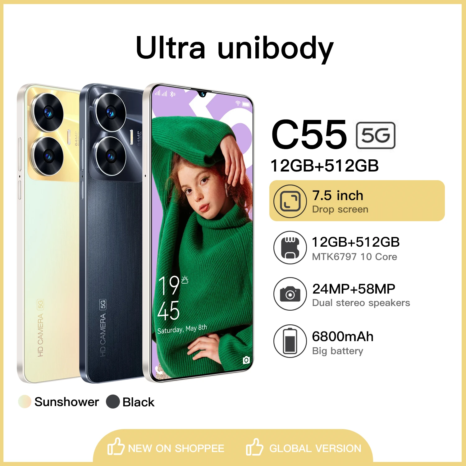 Смартфон C55 (58-Мп камера с искусственным