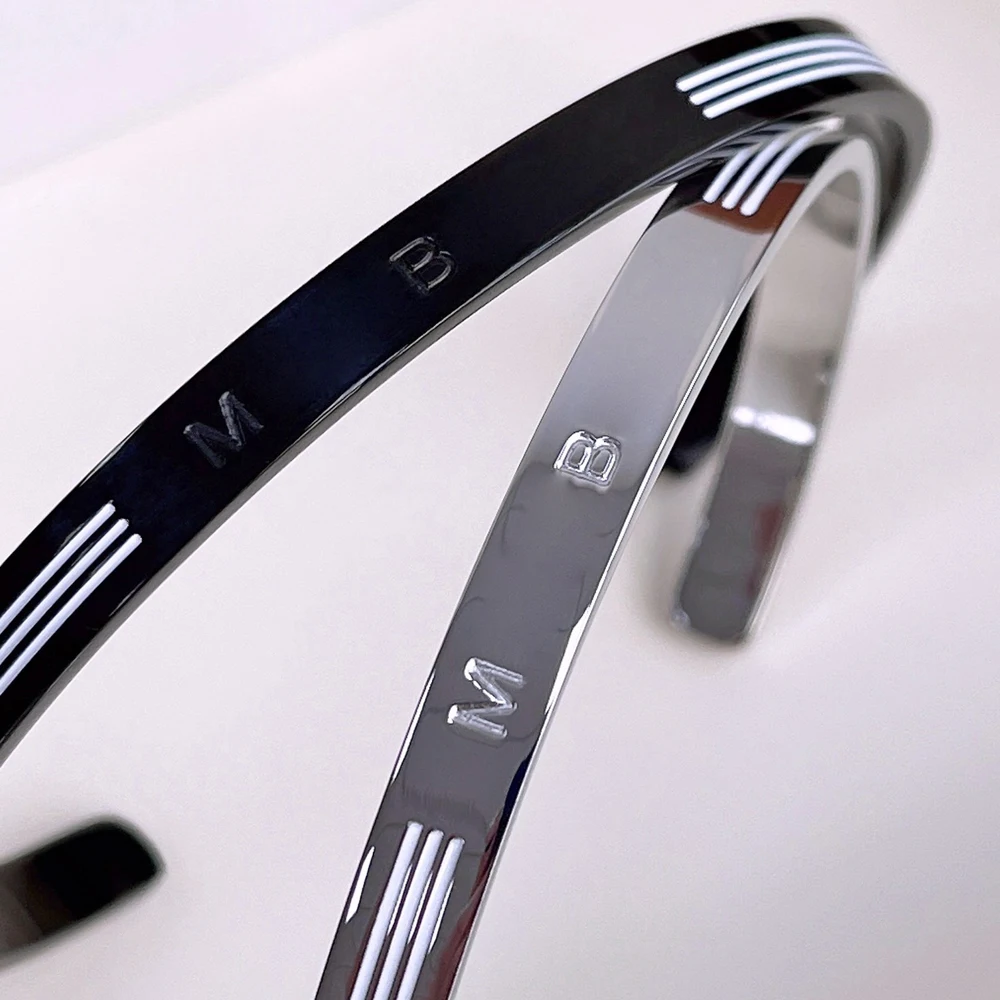 PJS 2 Colors MB Snap Bracelet Starwalker Series Enamel White Round Luxury 316 Stainless Steel Smooth Trendy Classic With Box Set