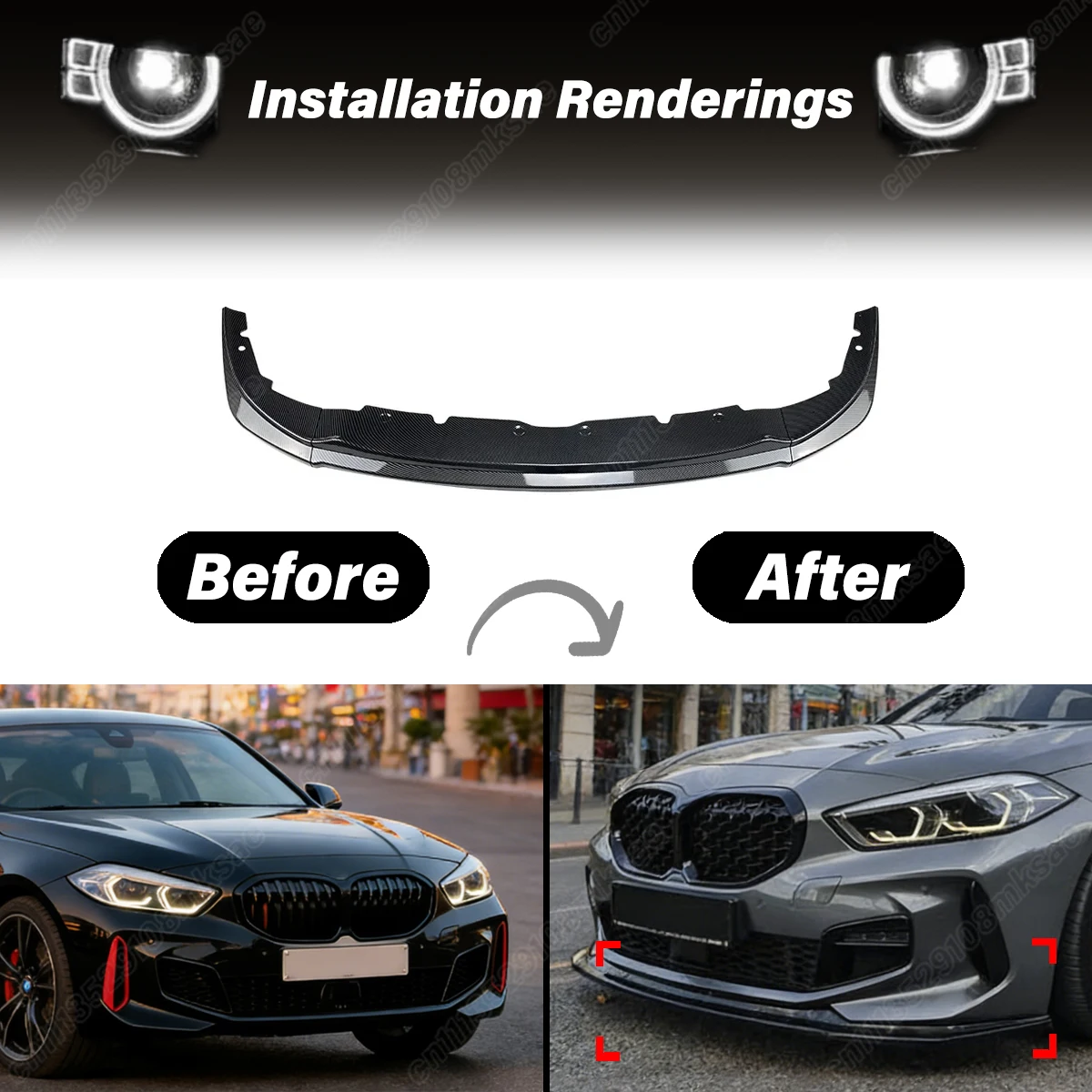 BMW 1 시리즈 F40 M 스포츠 2020 2021 2022 2023 2024 2025 2026 자동차 프론트 범퍼 스포일러 립 장식 액세서리 키트