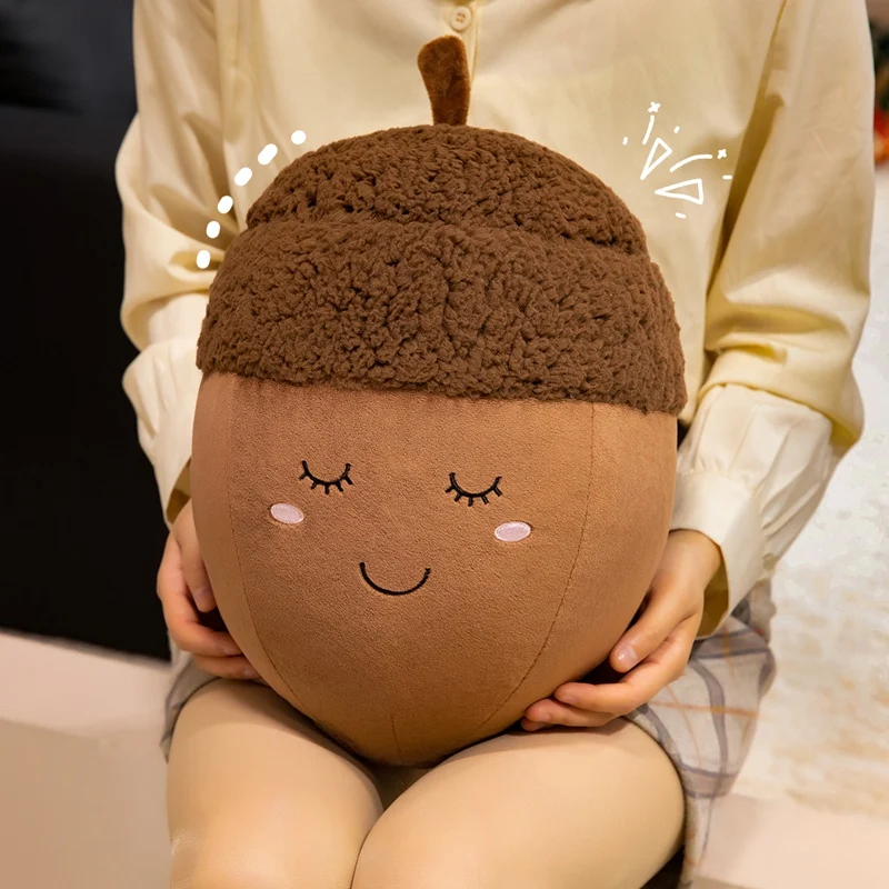 Cartoon Happy Chestnut Family Plush Toys Smile Hazelnut Doll Soft Cotton Stuffed Cozy Throw Pillow Kawaii Kids Gift Home Decor