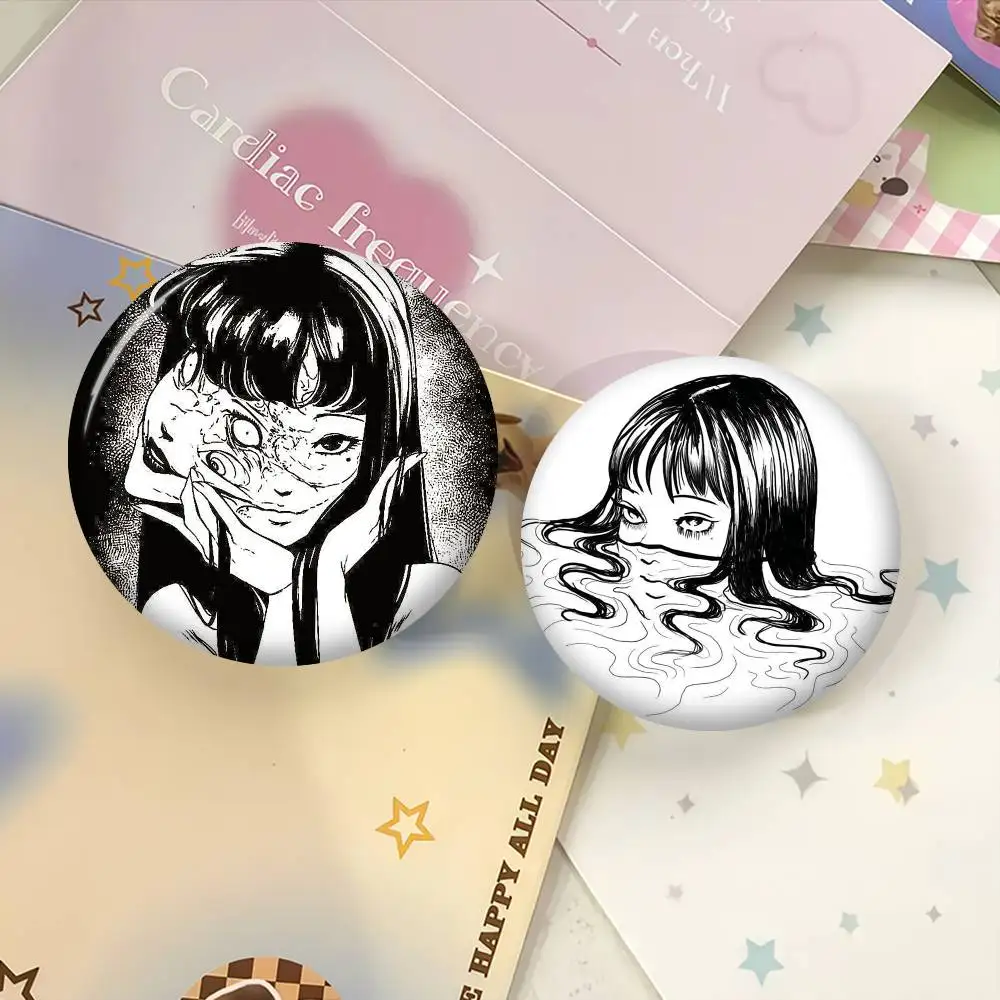 Junji Ito Horror Manga Cute Anime Figure Handmade Tinplate Brooch Badge