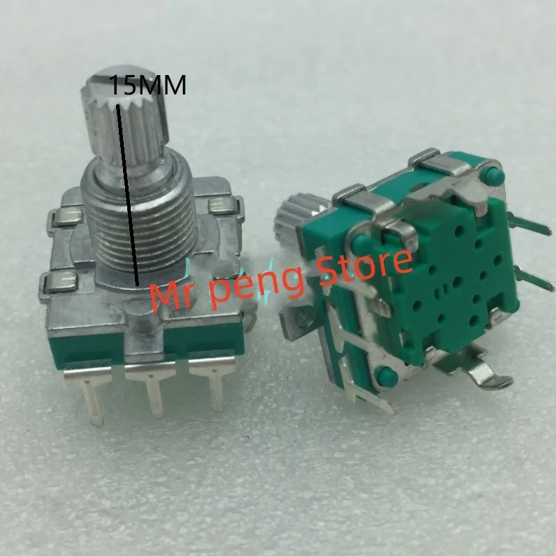 

2pcs for EC16 encoder comes with a push-switch 24 positioning 24 pulse sawtooth axis 15MM digital rotary potentiometer