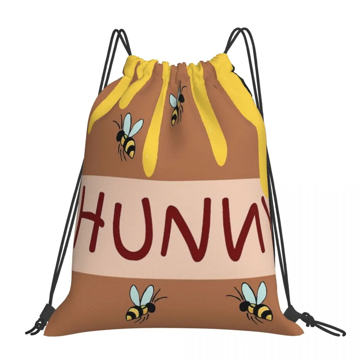 

The Hunny Pot Backpacks Casual Portable Drawstring Bags Drawstring Bundle Pocket Sports Bag BookBag For Travel Students