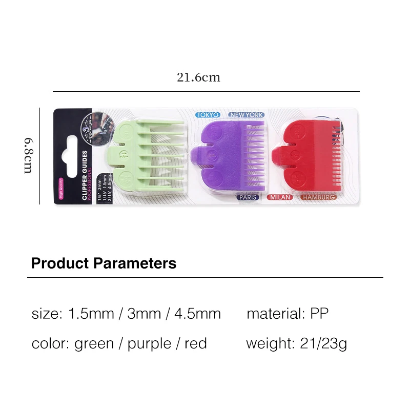 1.5/3/4.5mm Color Limit Combs Barbershop Cutting Guide Comb Plastic Hair Clipper Guards Attachment for Universal Hair Clipper