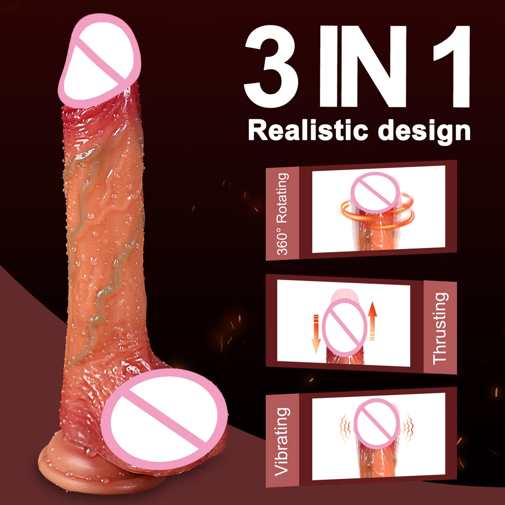 Sex Toys Realistic Dildo Vibrator Soft Heating Wireless Telescopic Dick Masturbator Penis G Spot Vagina Anal for Woman Men