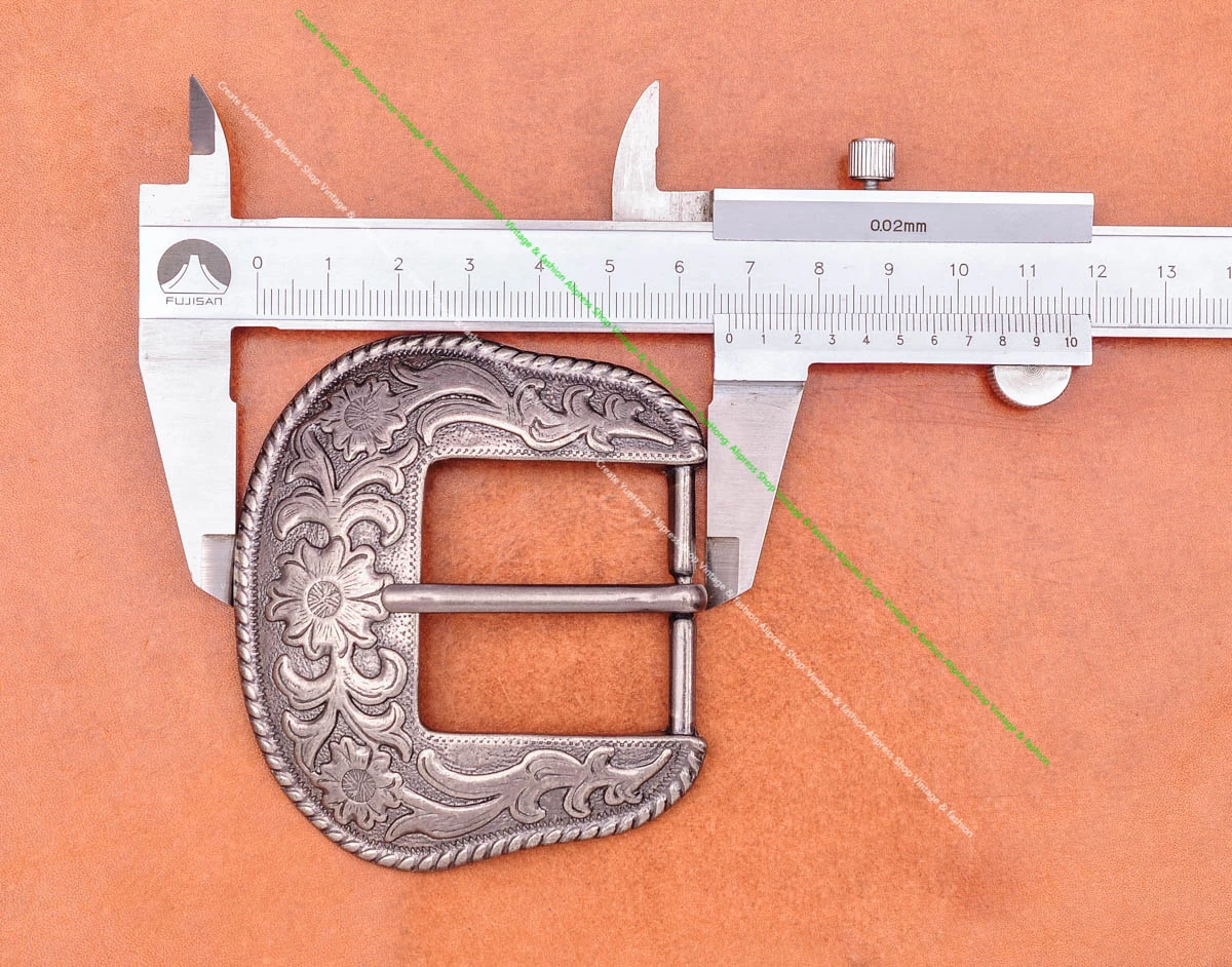 Solid Vintage Silver End Bar Pin Buckle 3 Pcs Set Diy Leathercraft Western Cowboy Flower Belt Buckle Replacement Fit 38mm