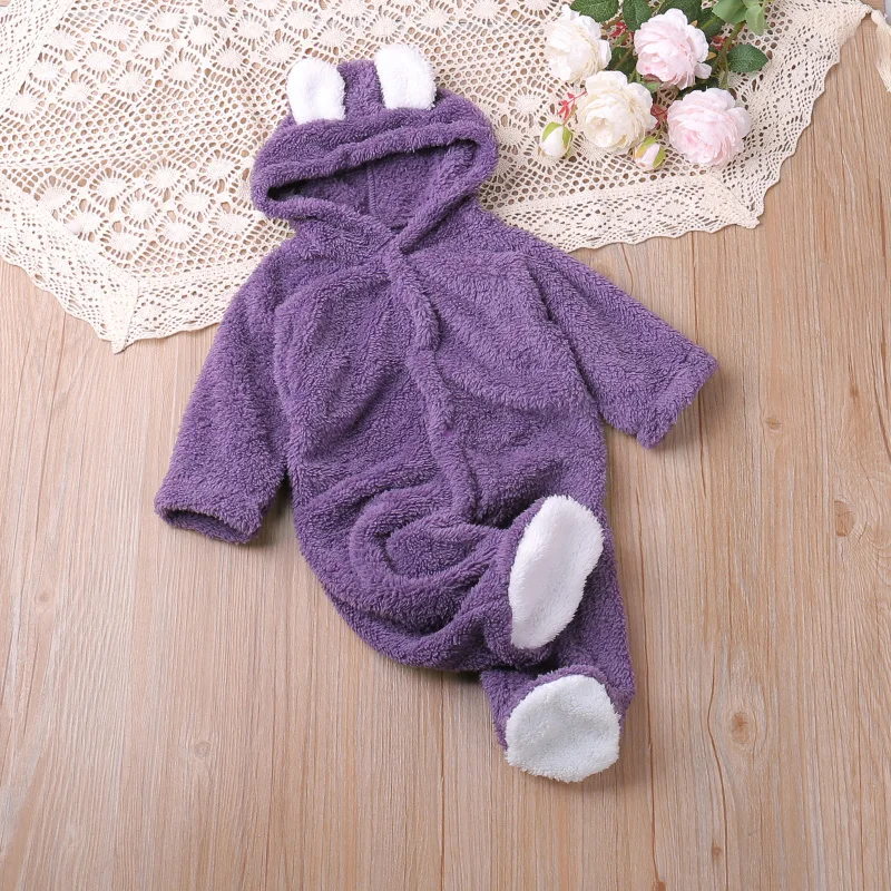thumbnail image 2 of Baby Newborn Fleece Jumpsuit Cute Cartoon Animal Outfit Hooded Romper Outfits Cute Outwear Baby For Babies 3 6 Months 2 of 12