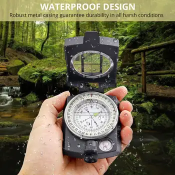 Multifunction Military Compass Pocket Metal Sighting Grey Camping Survival Built-in Bubble Level for Hiking Climbing Biking 3