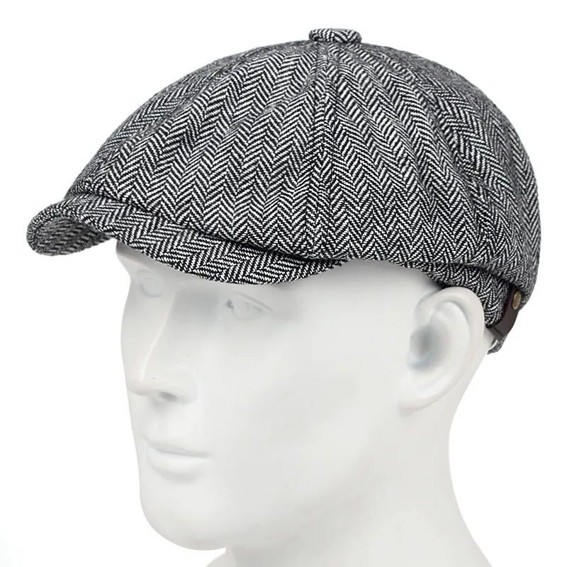 Plaid Beret casual hat beret hat woolen beret wool caps Men's Casual Hat Three Beret