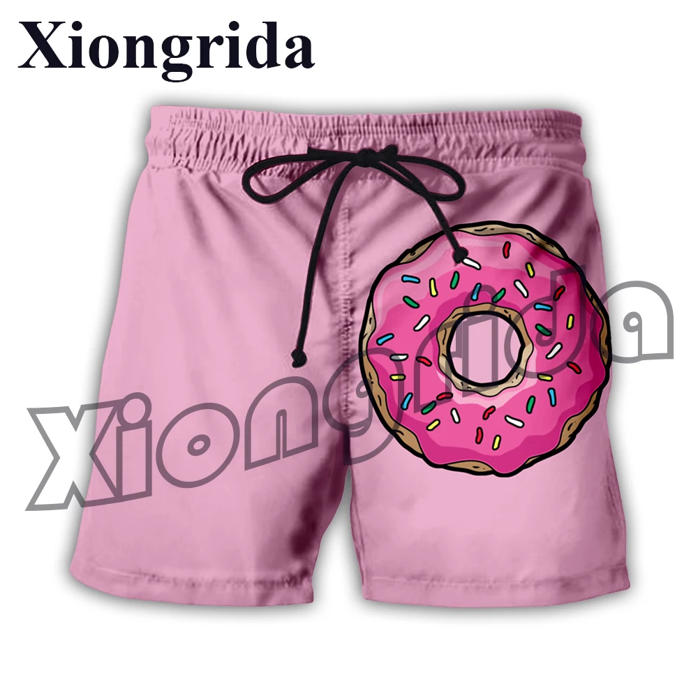 Cute Chocolate Donuts Shorts 3D Print Men's Drawstring Shorts Fashion Unisex Summer Swim Trunks Beach Shorts S-6XL