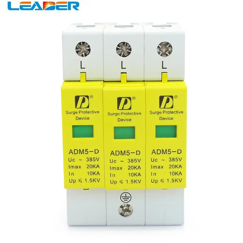 

LEADER SOLAR High Quality 3P 20KA 110V 220V 385V AC Din Rail SPD Surge Protection Lightning Arrester Over Voltage