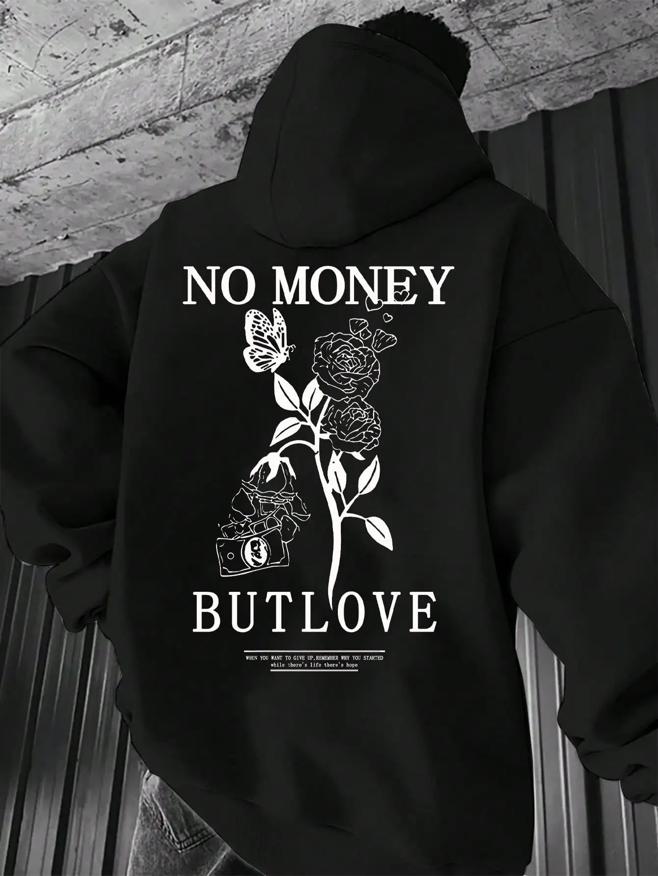 2024 New loose men's floral letter print hooded fleece sweatshirt spring and autumn comfortable and versatile pullover S-3XL 2