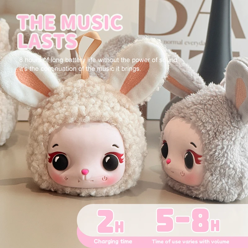 Plush Rabbit Bluetooth5.3 Speaker Mini Portable Stereo Sound Bluetooth Audio Player Cute MP3 Music with TF Slot Birthday Gifts