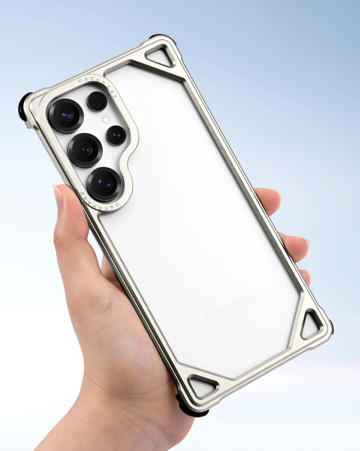 Oatsbasf Ultra-Thin Metal Phone Case - Frameless Minimalist Bumper with Wireless Charging Compatibility