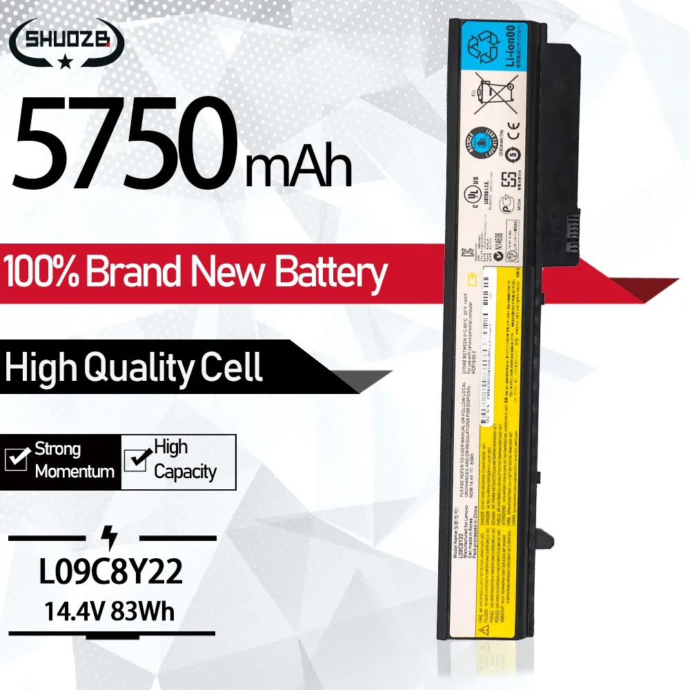 

New L09C8Y22 L09N8Y22 L09N8T22 Laptop Battery For IdeaPad U460 Serie batteries Genuine Notebook Battery 14.4V 83wh 5750 SHUOZB