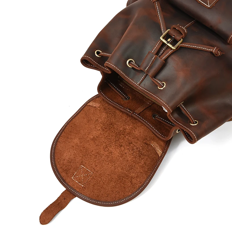 15.6′ Vintage Crazy Horse Leather Backpack For Men